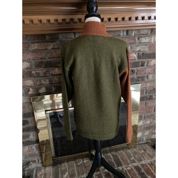 SK & Company Ladies Mohair Fall Sweater Green & Orange Size Small Oversized - Picture 3 of 6